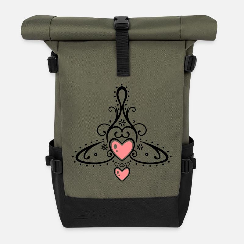 Keltisches Symbol, Mutter mit zwei Kindern. - Rolltop Rucksack - Olive/Schwarz