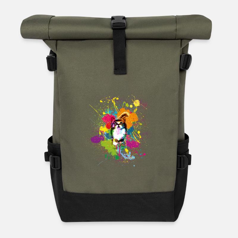 Kleckskatze - Rolltop Rucksack - Olive/Schwarz