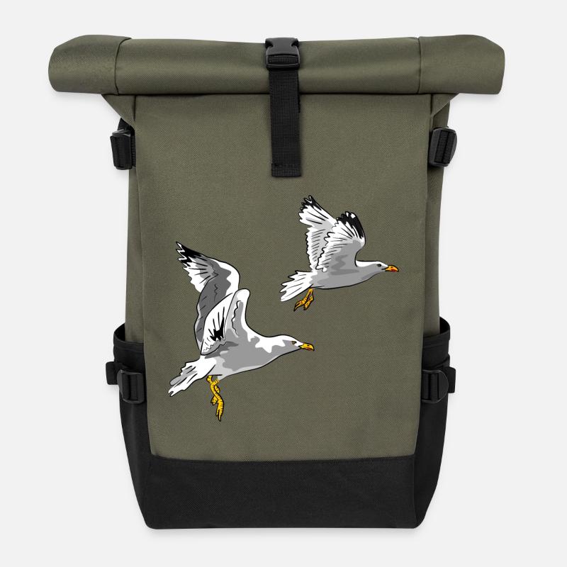 Les mouettes en vol - Sac à dos roll top - olive/noir