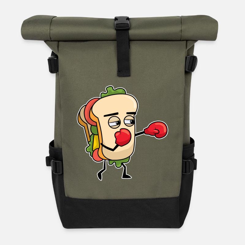 Boxendes Sandwich - Rolltop Rucksack - Olive/Schwarz