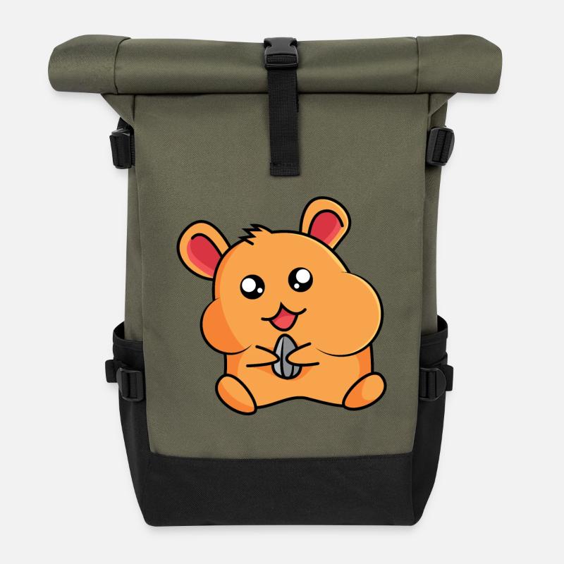 Hamster beim Hamstern - Rolltop Rucksack - Olive/Schwarz