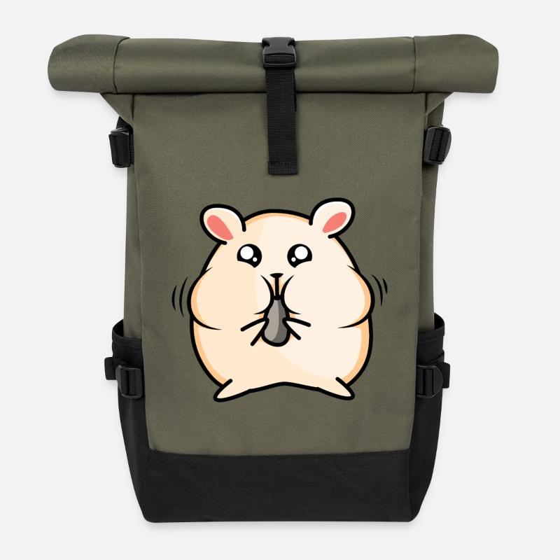 Süßer Hamster - Rolltop Rucksack - Olive/Schwarz