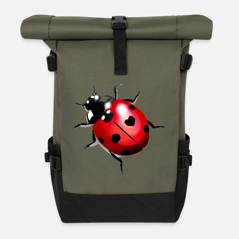 Coccinelle - Sac à dos roll top - olive/noir