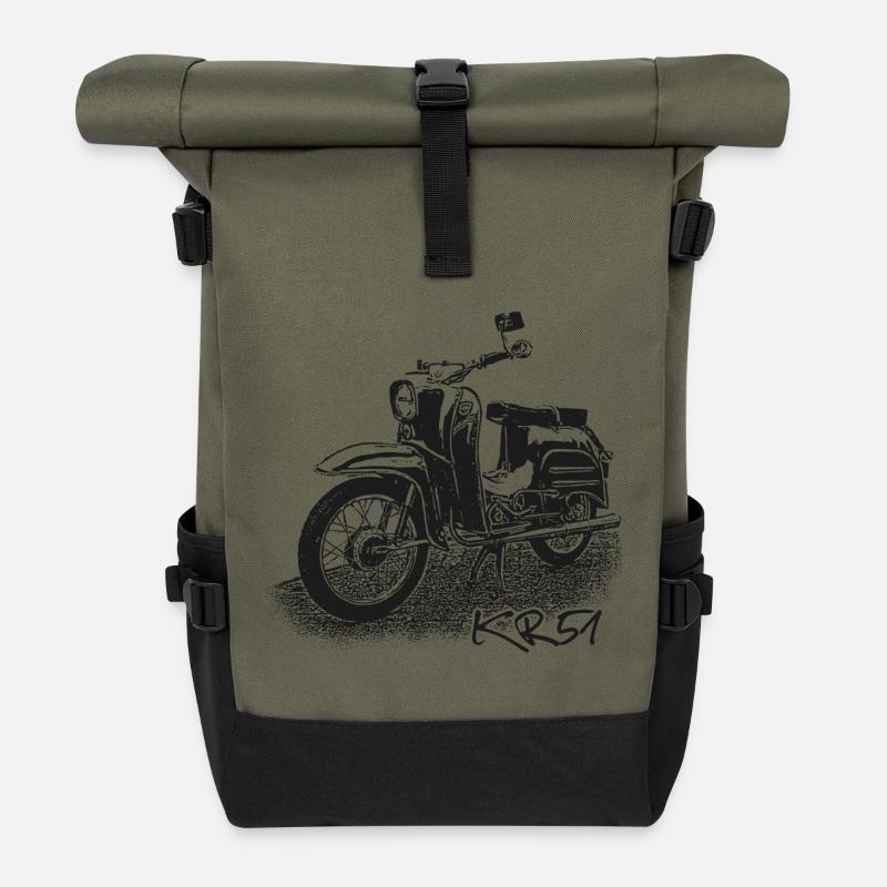 SIMSON Schwalbe KR51 - Rolltop Rucksack - Olive/Schwarz