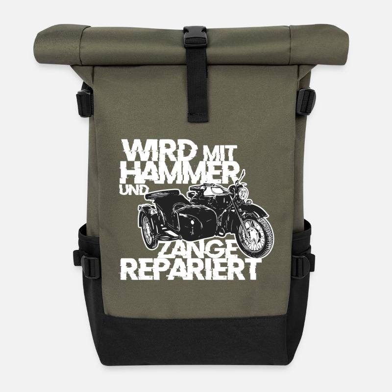 Ural M72 Réparé avec marteau et pince - Sac à dos roll top - olive/noir