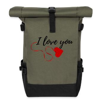 I love you - Rolltop Rucksack - Olive/Schwarz - Vorne