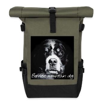 Bernese Mountain Dog - Roll Top Backpack - olive/black - Front