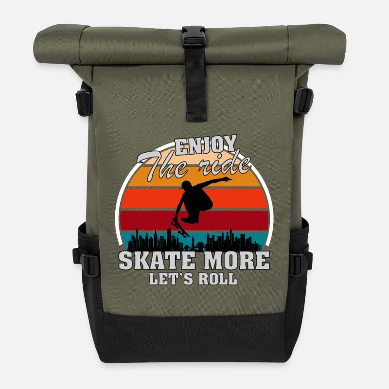 Urban Skateboarding: Soar over the city - Roll Top Backpack - olive/black