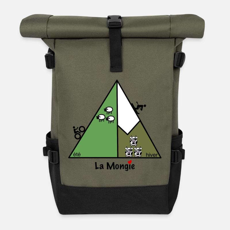 La Mongie - Roll Top Backpack - olive/black