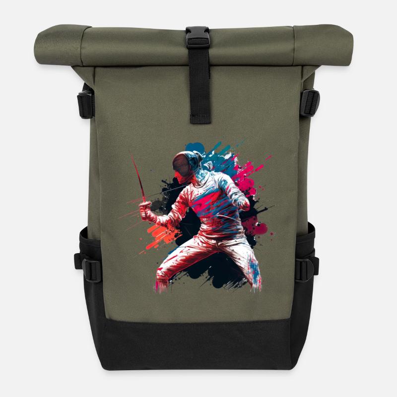 Couleur Explosif Escrimeur Graffiti - Sac à dos roll top - olive/noir