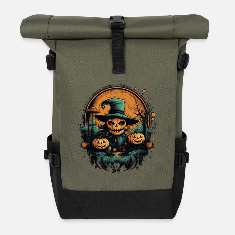 Halloween - Rolltop Rucksack - Olive/Schwarz