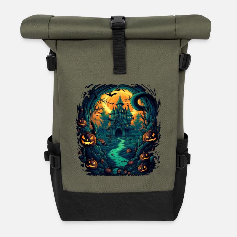Halloween - Rolltop Rucksack - Olive/Schwarz
