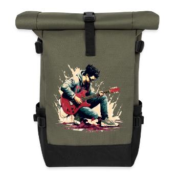Gitarrist - Rolltop Rucksack - Olive/Schwarz - Vorne