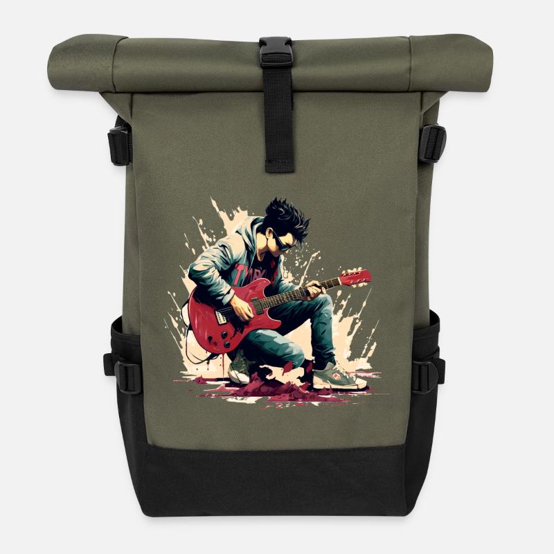 Gitarrist - Rolltop Rucksack - Olive/Schwarz