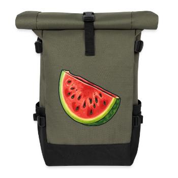 Watermelon slice - sweet summer mood - Roll Top Backpack - olive/black - Front