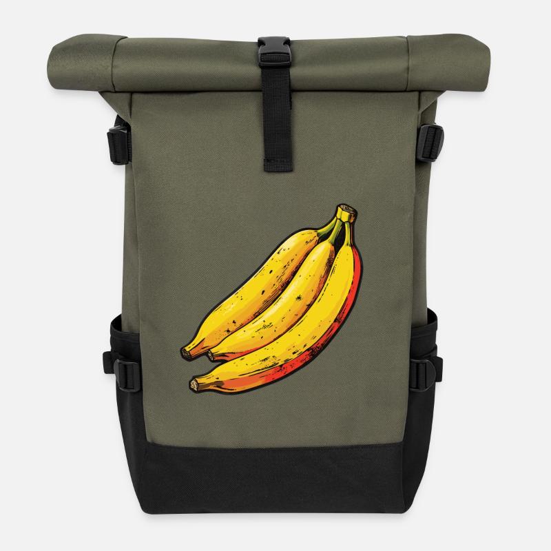 Le bonheur de la banane - Sac à dos roll top - olive/noir