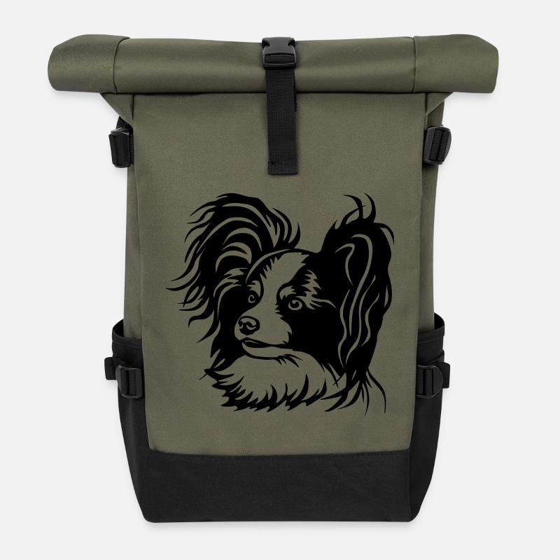 Papillon Kopf - Rolltop Rucksack - Olive/Schwarz