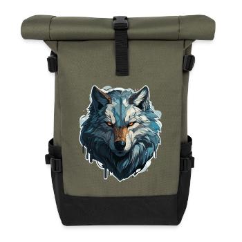 Wolf - Illustration - Rolltop Rucksack - Olive/Schwarz - Vorne