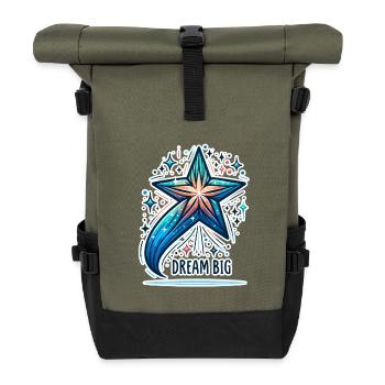 Dream Big - Sternschnuppe Illustration - Rolltop Rucksack - Olive/Schwarz - Vorne
