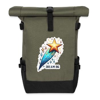 Dream Big - Sternschnuppe Illustration - Rolltop Rucksack - Olive/Schwarz - Vorne