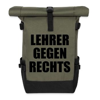 Lehrer gegen rechts - Rolltop Rucksack - Olive/Schwarz - Vorne