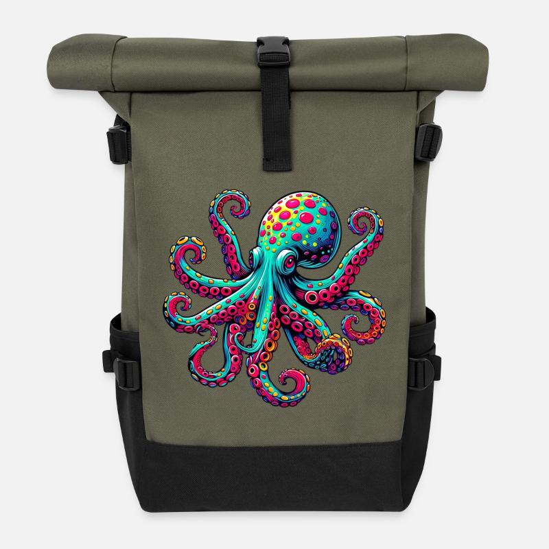 Pieuvre - Sac à dos roll top - olive/noir