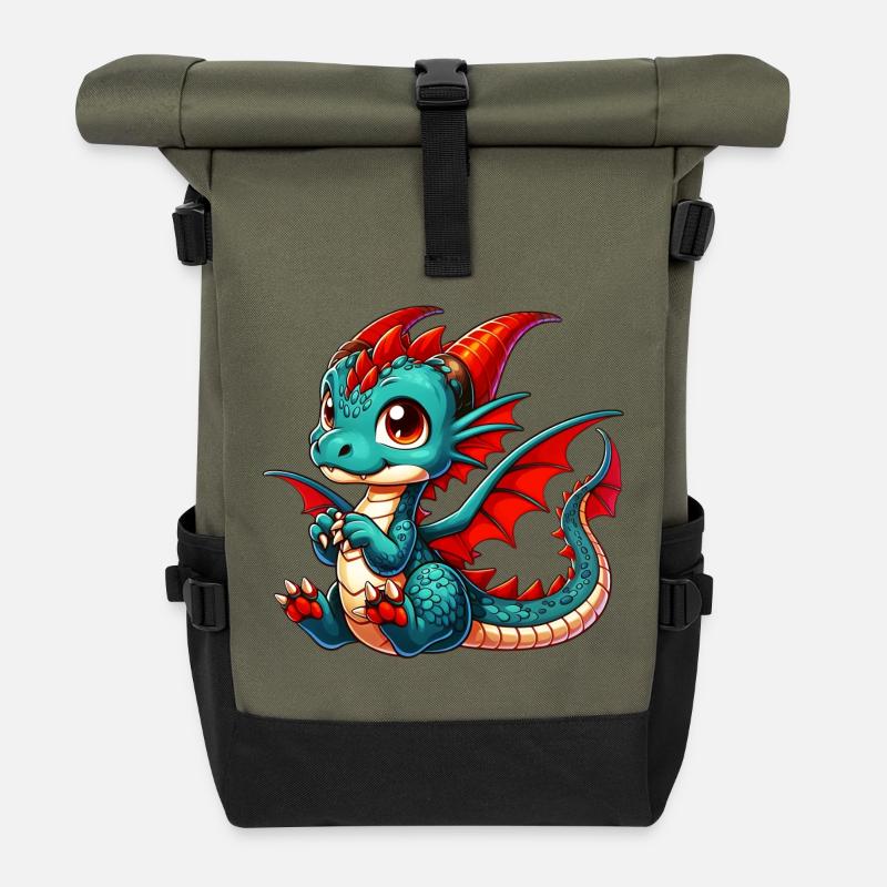 Drache - Rolltop Rucksack - Olive/Schwarz
