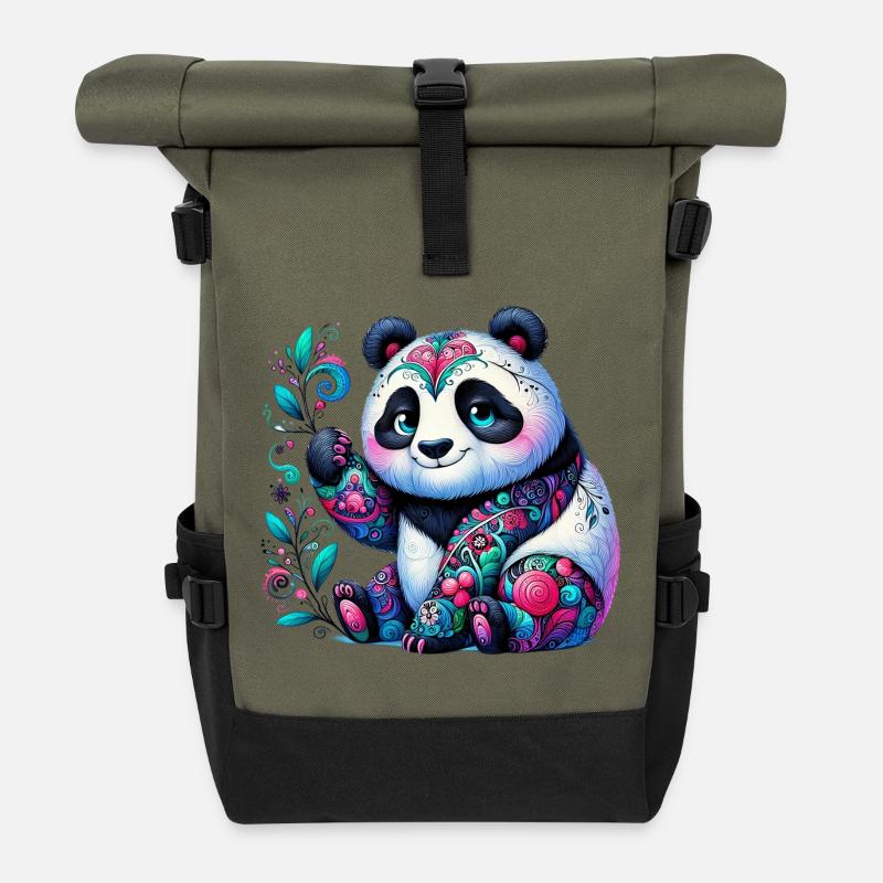 Panda - Rolltop Rucksack - Olive/Schwarz
