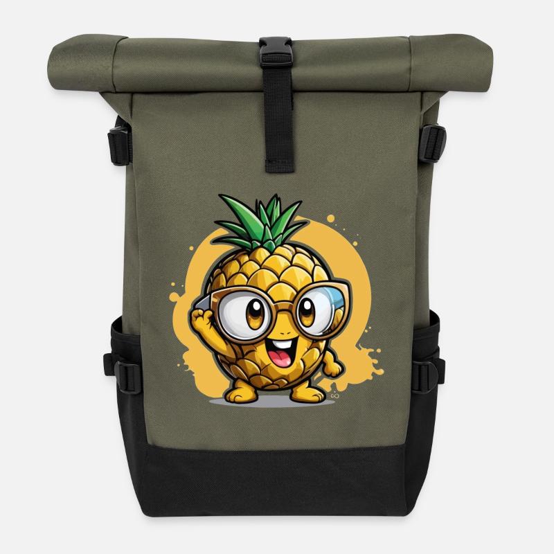 Kleine Ananas - Rolltop Rucksack - Olive/Schwarz