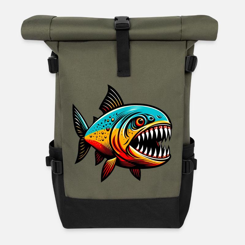 Piranha - Sac à dos roll top - olive/noir