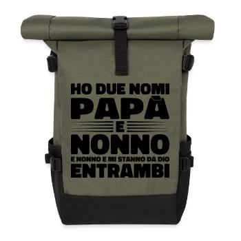 Papa und Opa - Rolltop Rucksack - Olive/Schwarz - Vorne