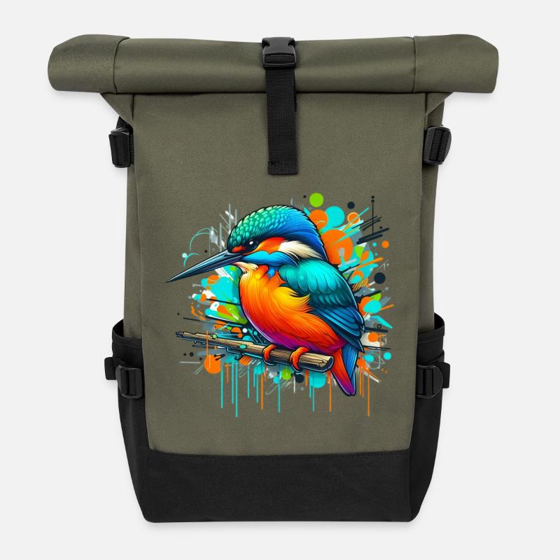 Eisvogel - Rolltop Rucksack - Olive/Schwarz