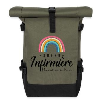 super infirmière cadeau meilleure infirmiere - Sac à dos roll top - olive/noir - Devant