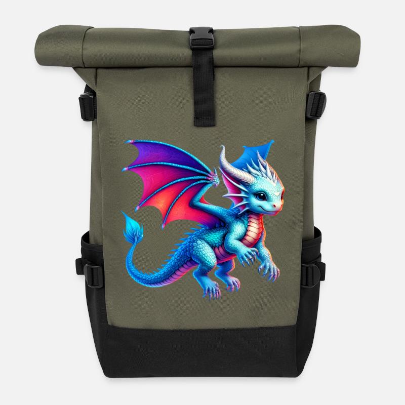Drache - Rolltop Rucksack - Olive/Schwarz