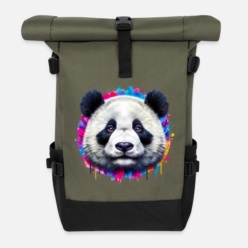 Panda - Rolltop Rucksack - Olive/Schwarz