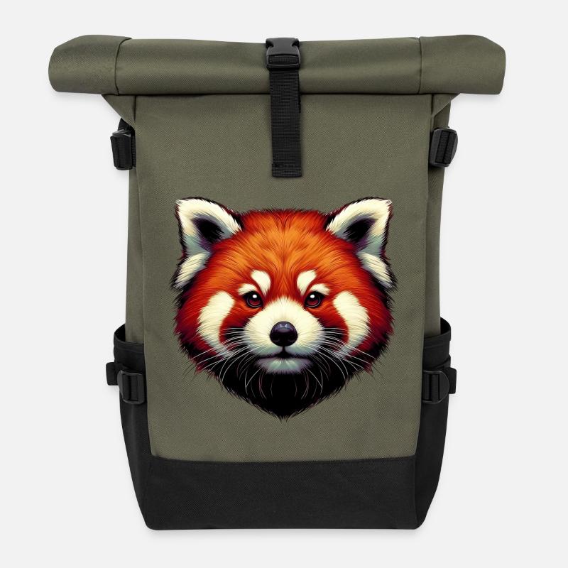 Kleiner Panda - Rolltop Rucksack - Olive/Schwarz