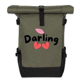 Darling I love you - Roll Top Backpack - olive/black - Front