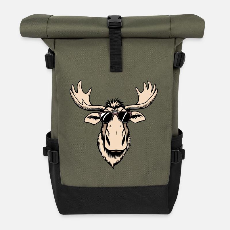 Elch - Rolltop Rucksack - Olive/Schwarz