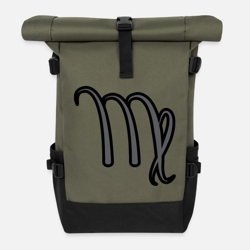 Jungfrau Sternzeichen Symbol Schwarz & Grau - Rolltop Rucksack - Olive/Schwarz