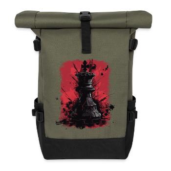 Chess piece king - Roll Top Backpack - olive/black - Front
