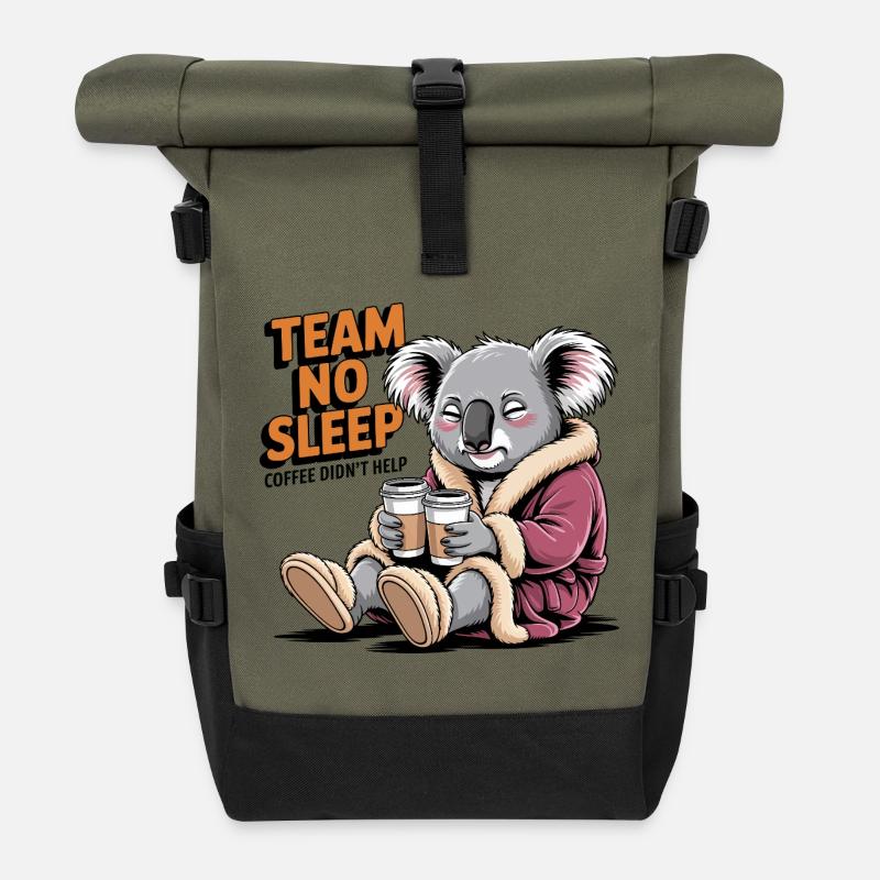 Team No Sleep Koala - Rolltop Rucksack - Olive/Schwarz