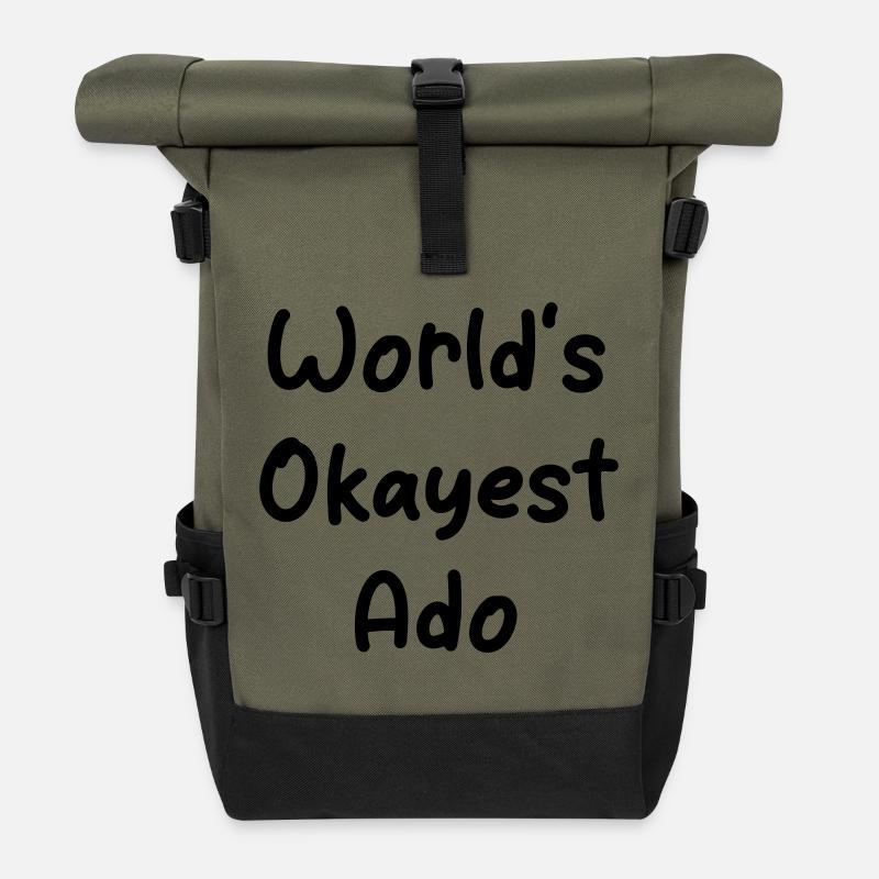 World’s Okayest Ado - Conception du nom - Sac à dos roll top - olive/noir