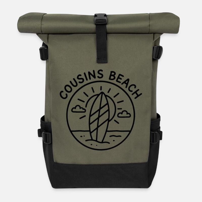 Cousins Beach – Surf & Sun - Rolltop Rucksack - Olive/Schwarz