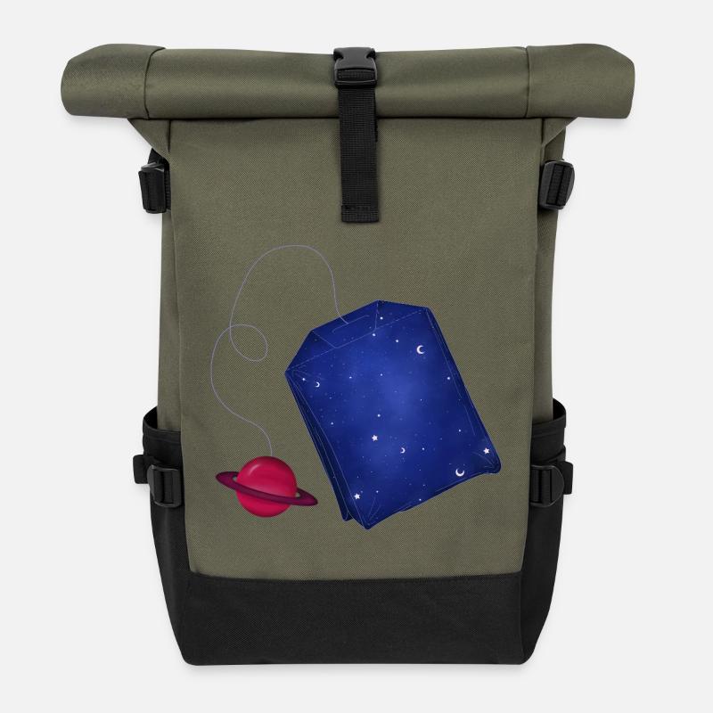 Weltraum-Tee - Rolltop Rucksack - Olive/Schwarz