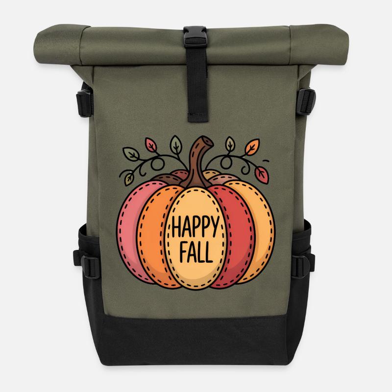 Froher Herbst Kürbisbeet - Rolltop Rucksack - Olive/Schwarz