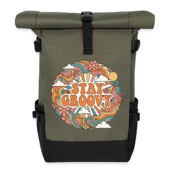 Psychedelic Retro - Roll Top Backpack - olive/black - Front