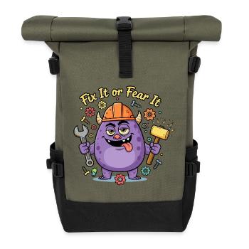 Fix It or Fear It Build Monster - Roll Top Backpack - olive/black - Front