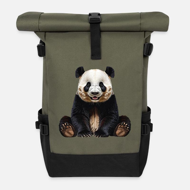 Panda - Roll Top Backpack - olive/black