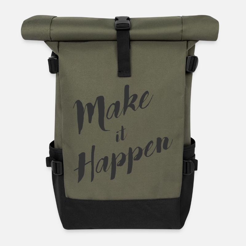 make_it_happen - Roll Top Backpack - olive/black
