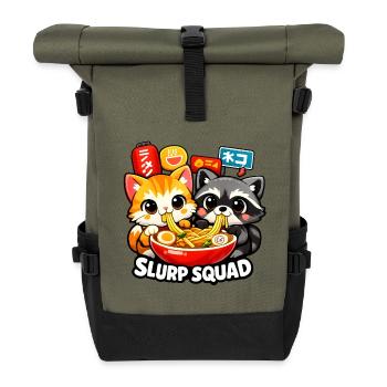 Ramen noodle soup - Roll Top Backpack - olive/black - Front